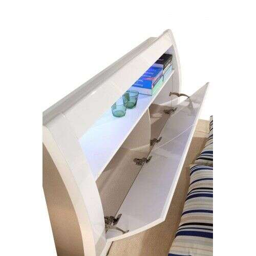RUGBY HIGH GLOSS KINGSIZE BED WITH STORAGE & LED LIGHT